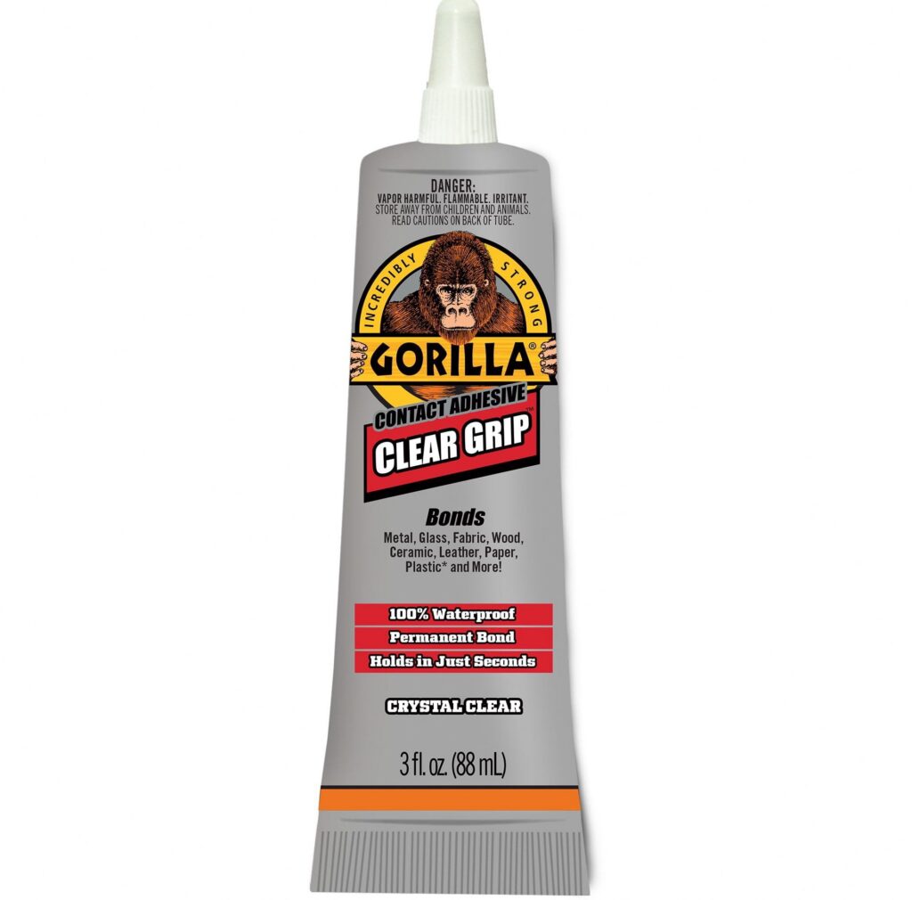 Gorilla Clear Grip Contact Adhesive, Heavy Duty Permanent Bond (Clear, 3 oz) uhhk7