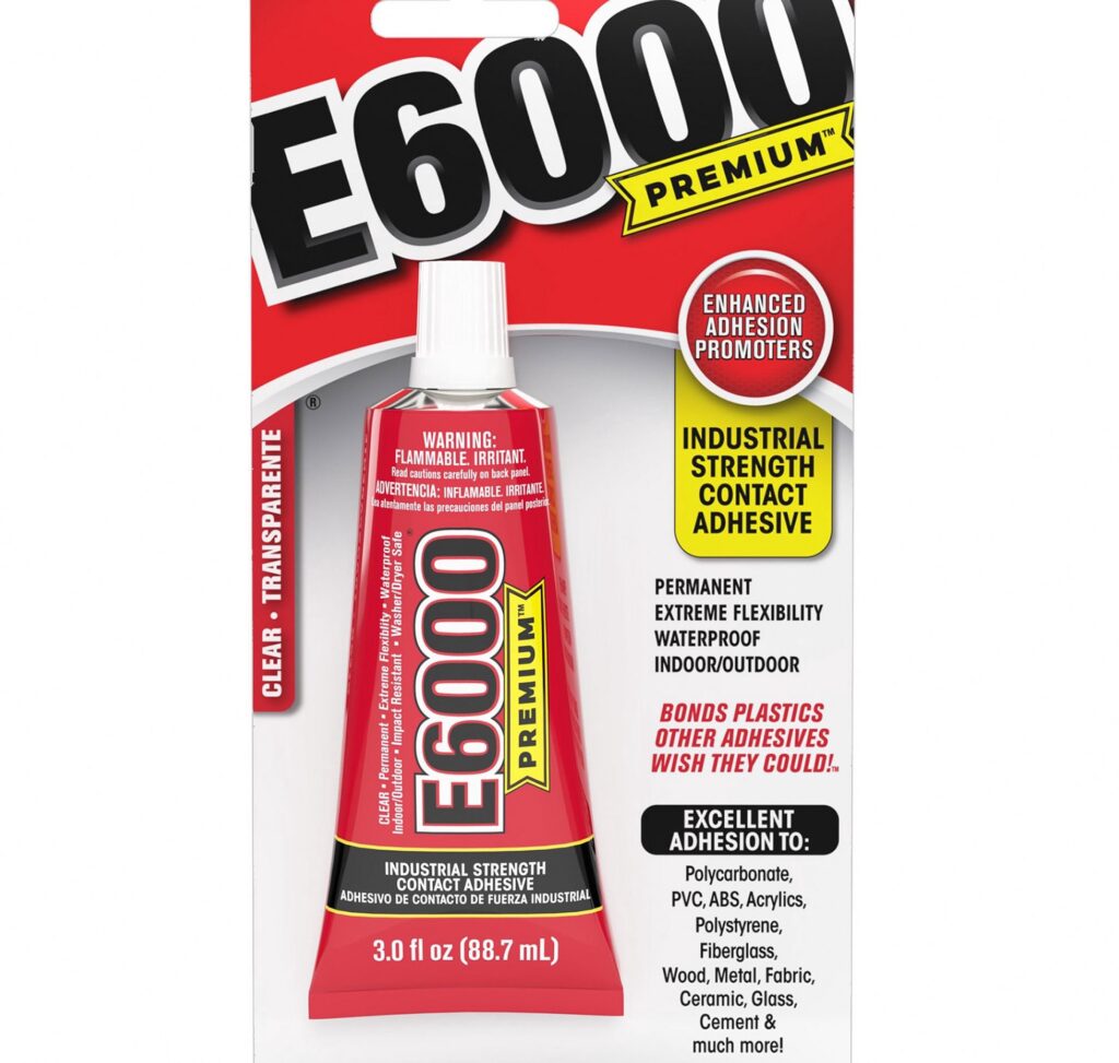 Eclectic E6000 Industrial Strength Contact Adhesive, Permanent Flexible Bond (Clear, 3 fl oz) 62gbs
