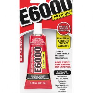 Eclectic E6000 Industrial Strength Contact Adhesive, Permanent Flexible Bond (Clear, 3 fl oz) 62gbs