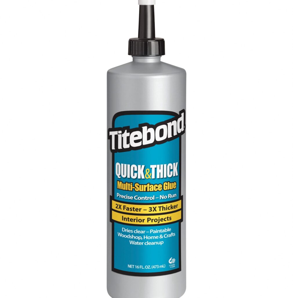 Titebond Quick and Thick Wood Glue, High-Strength Adhesive for Porous Materials (Clear, 16 oz) 5jahr