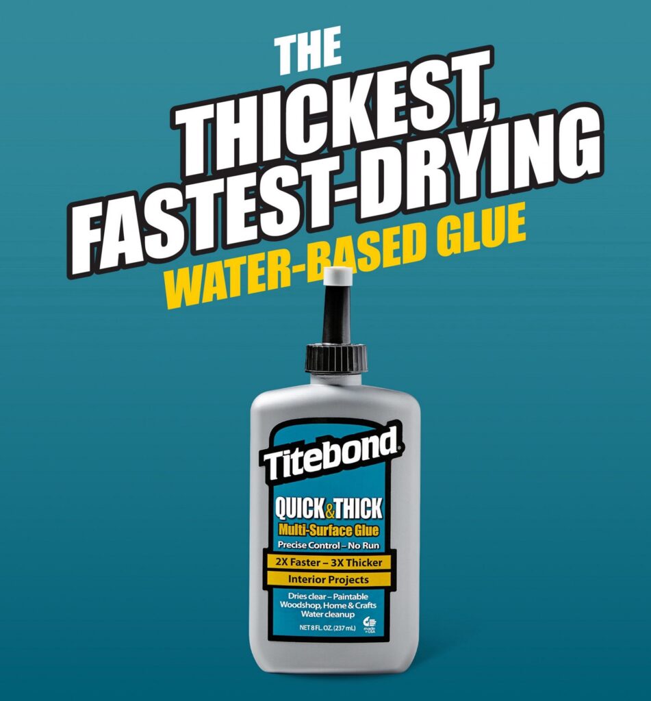 Titebond Quick and Thick Wood Glue, High-Strength Adhesive for Porous Materials (Clear, 16 oz) 5jahr