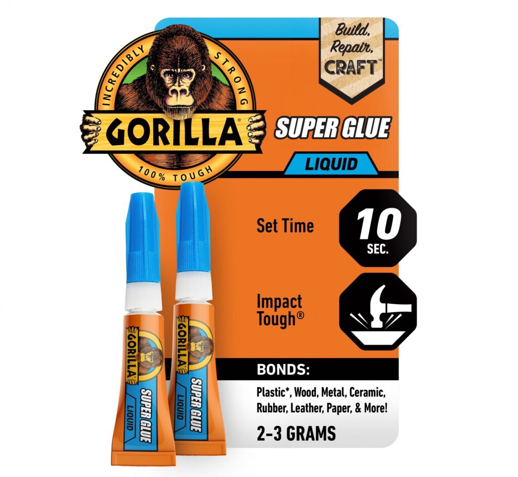 Gorilla Clear Super Glue Impact Tough Adhesive (Clear, 0.22 oz, 2 Pack) g72xm