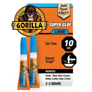 Gorilla Clear Super Glue Impact Tough Adhesive (Clear, 0.22 oz, 2 Pack) g72xm