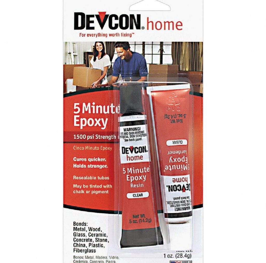 Devcon 5-Minute Epoxy Adhesive High-Strength Industrial Bonding Agent (Clear, 0.5 oz) mmv49