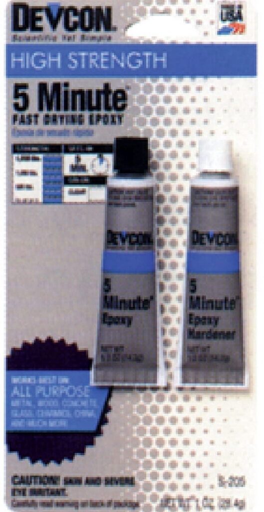 Devcon 5-Minute Epoxy Adhesive High-Strength Industrial Bonding Agent (Clear, 0.5 oz) mmv49