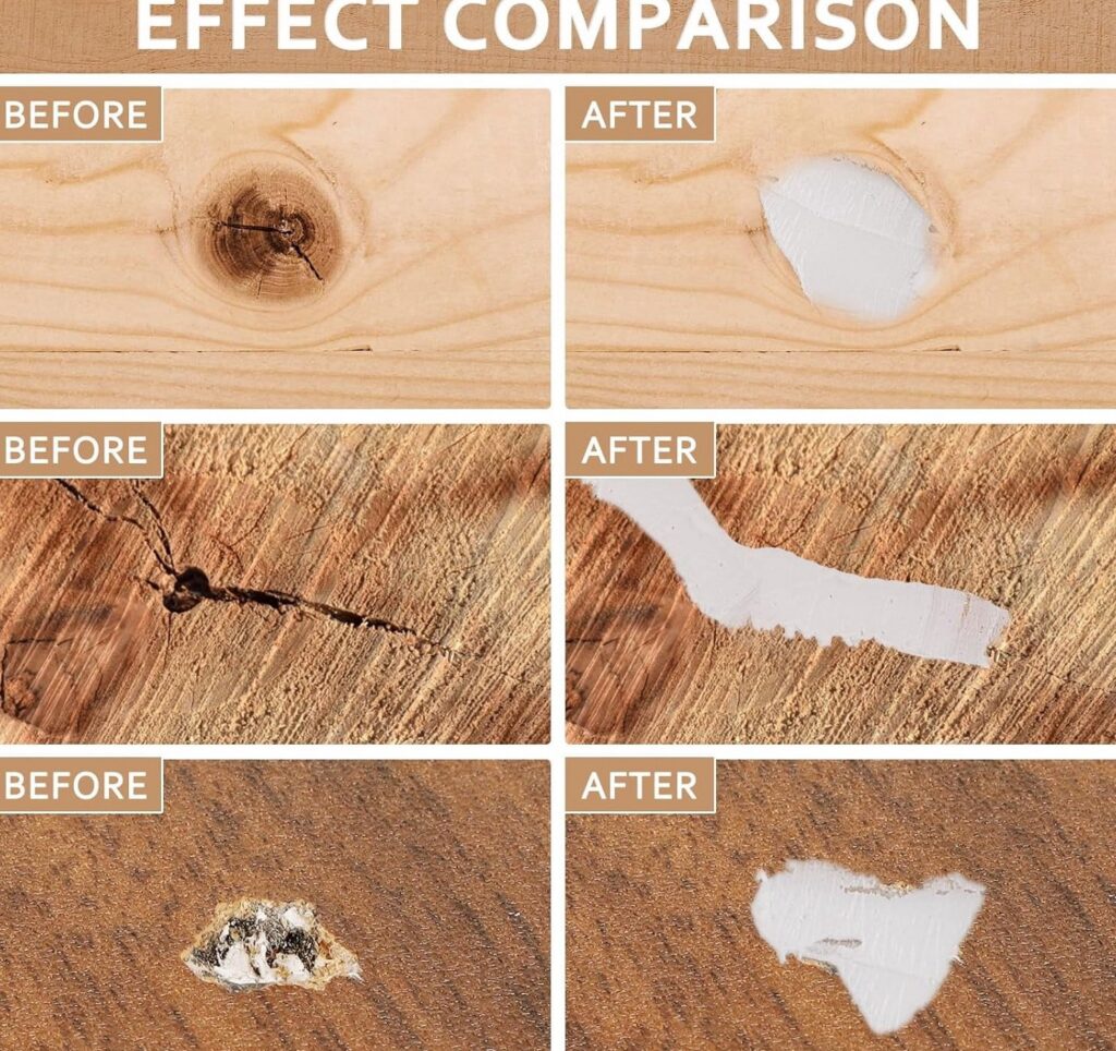 DEWEL Wood Filler Putty, Paintable and Stainable Repair Compound for Furniture Cracks and Holes (White, 29 oz) hb57k