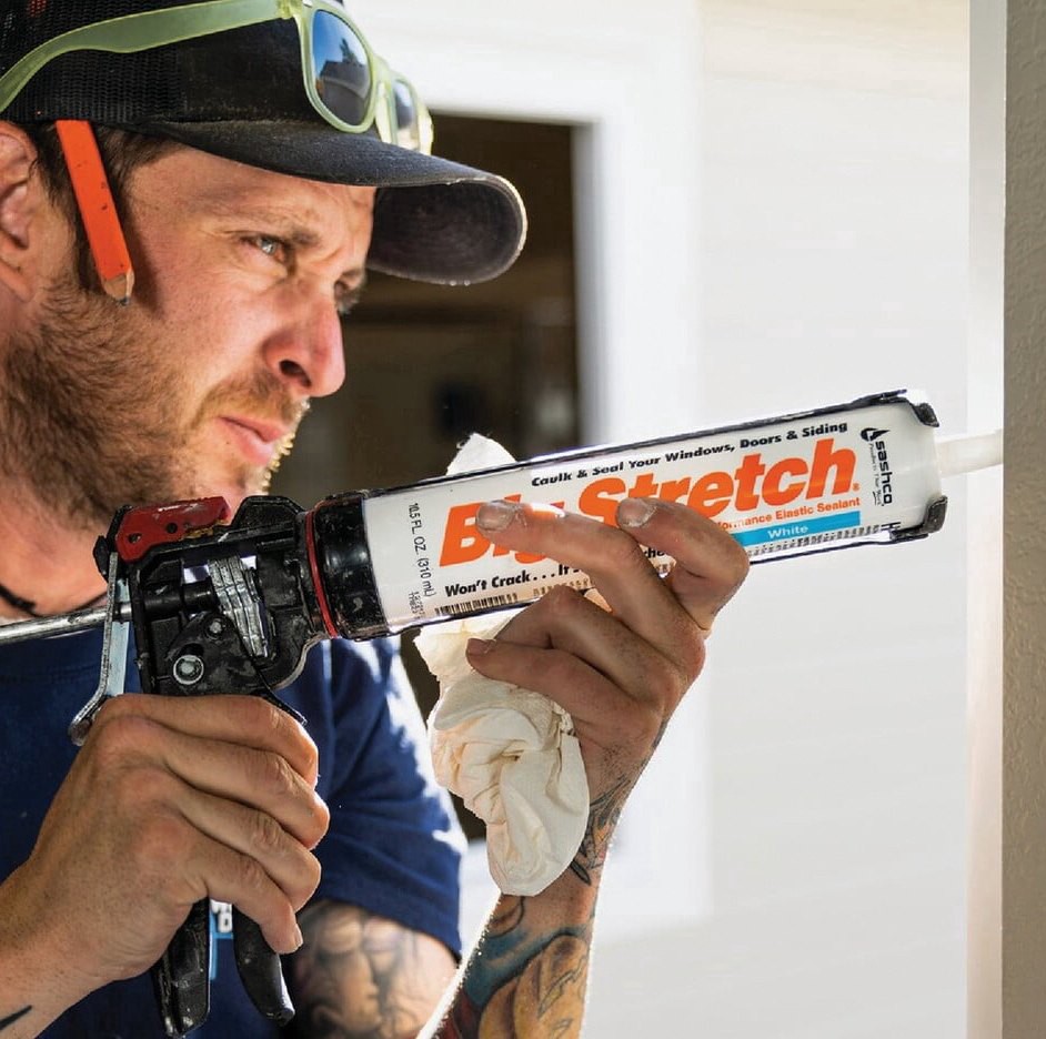 Sashco Big Stretch Acrylic Latex Caulk, Flexible and Crack-Proof Sealant (Tan, 10.5 oz) ic7ru