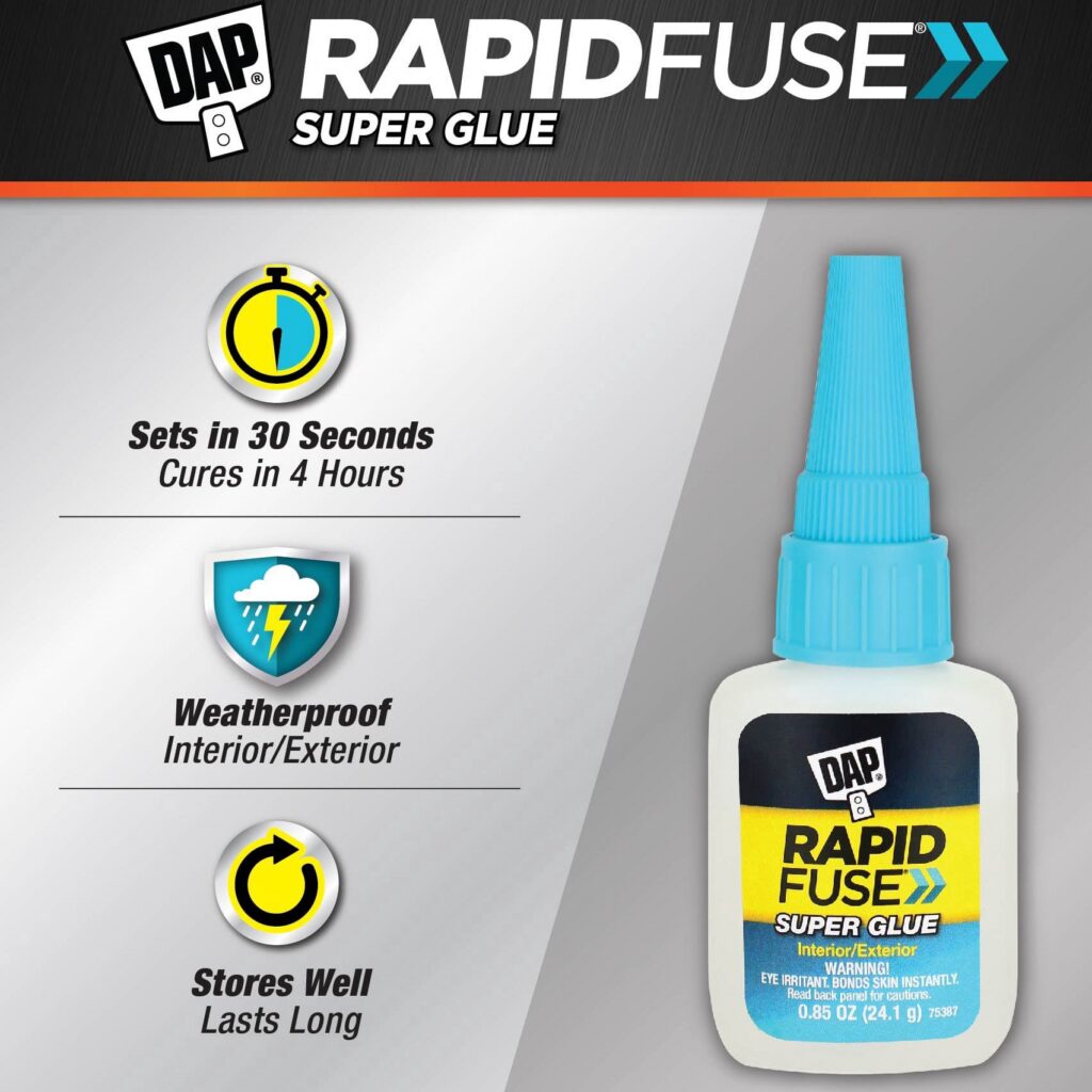 DAP RapidFuse All-Purpose Adhesive, Professional Strength Hybrid Glue for Home Repairs and Crafts (Clear, 0.85 oz) gsc2k