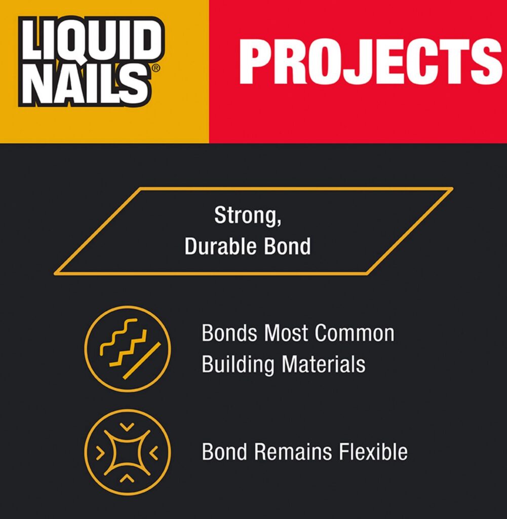 Liquid Nails Projects Construction Adhesive (Heavy-Duty, Interior Use, 10 oz) qyaq5