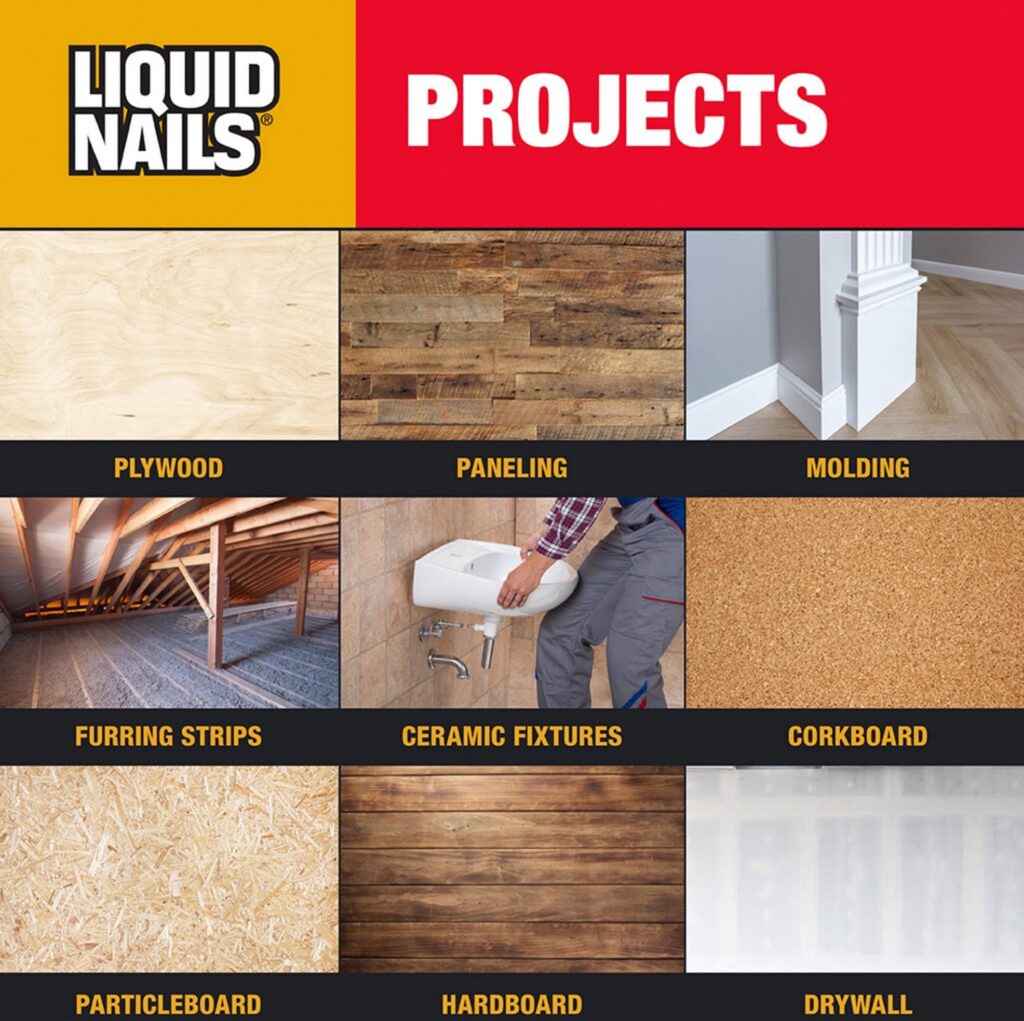 Liquid Nails Projects Construction Adhesive (Heavy-Duty, Interior Use, 10 oz) qyaq5