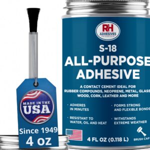 RH Adhesives S-18 All-Purpose Contact Cement, Heavy-Duty Industrial Strength Adhesive (White, 4 oz) dpcjx