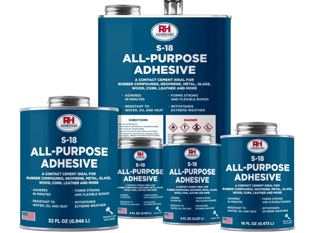 RH Adhesives S-18 All-Purpose Contact Cement, Heavy-Duty Industrial Strength Adhesive (White, 4 oz) dpcjx
