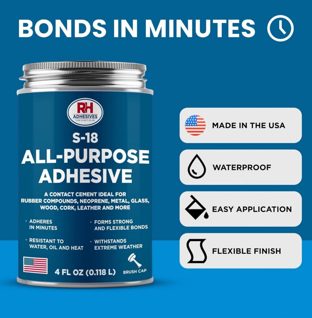 RH Adhesives S-18 All-Purpose Contact Cement, Heavy-Duty Industrial Strength Adhesive (White, 4 oz) dpcjx