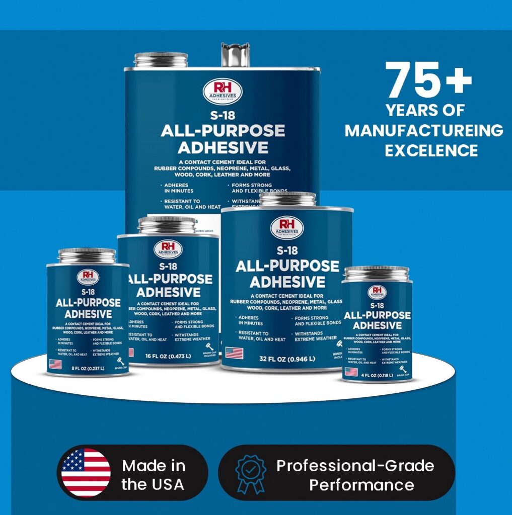 RH Adhesives S-18 All-Purpose Contact Cement, Heavy-Duty Industrial Strength Adhesive (White, 4 oz) dpcjx