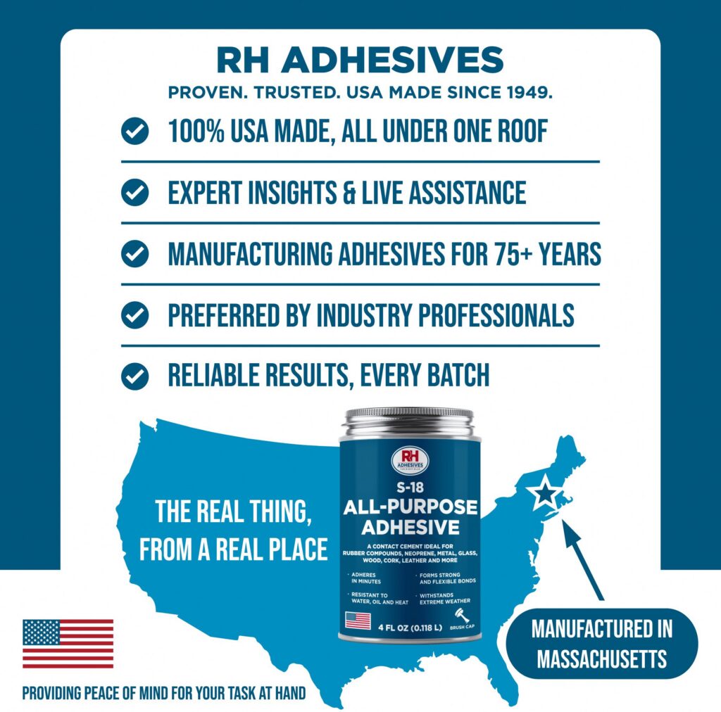 RH Adhesives S-18 All-Purpose Contact Cement, Heavy-Duty Industrial Strength Adhesive (White, 4 oz) dpcjx