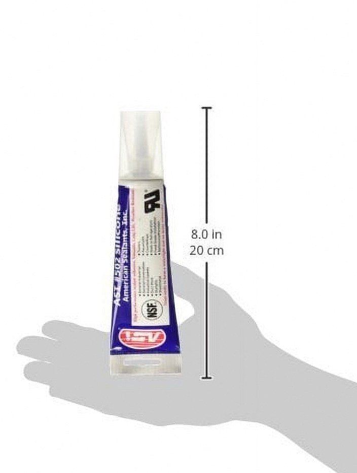 ASI ASI502 Industrial Silicone Sealant, Flexible Waterproof Adhesive (Clear, 0.01 oz) 2ptev