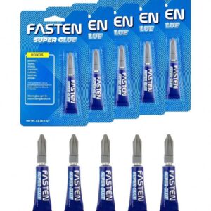 FasTen Super Glue Clear Gel, Heavy-Duty Adhesive for Plastic, Wood, and Metal (Clear, 0.11 oz, 5 Pack) tvsgb