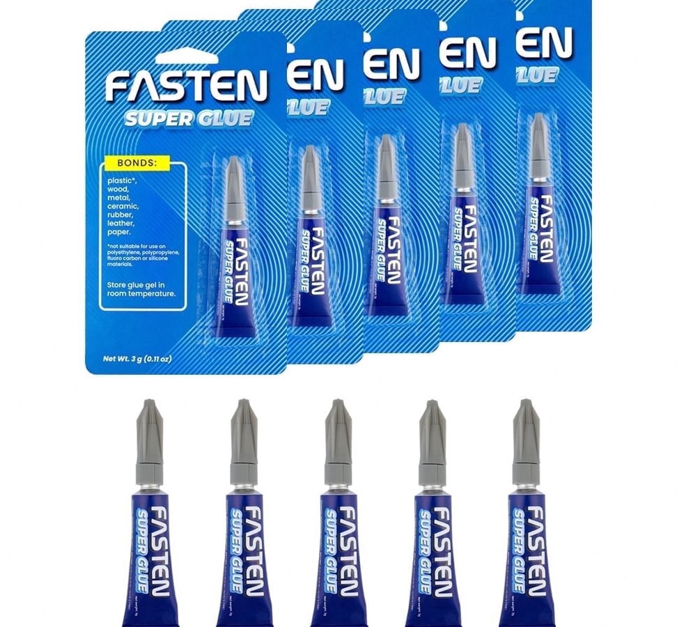 FasTen Super Glue Clear Gel, Heavy-Duty Adhesive for Plastic, Wood, and Metal (Clear, 0.11 oz, 5 Pack) tvsgb
