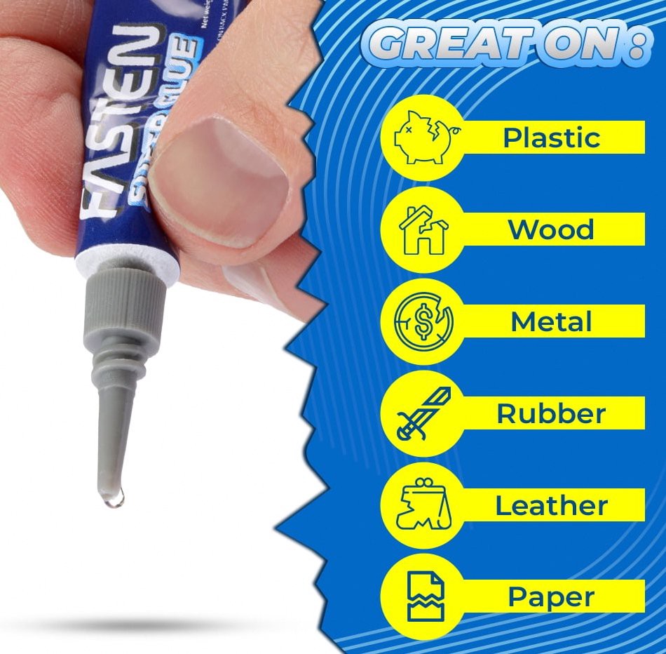 FasTen Super Glue Clear Gel, Heavy-Duty Adhesive for Plastic, Wood, and Metal (Clear, 0.11 oz, 5 Pack) tvsgb