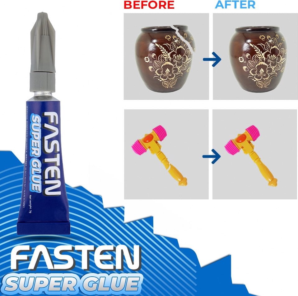 FasTen Super Glue Clear Gel, Heavy-Duty Adhesive for Plastic, Wood, and Metal (Clear, 0.11 oz, 5 Pack) tvsgb