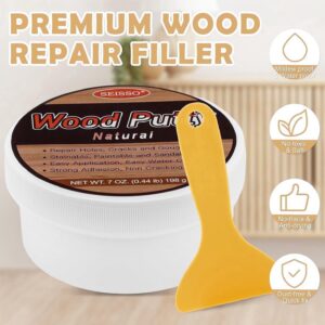 DEWEL Wood Filler for Furniture Repair, Paintable and Stainable Water-Based Putty for Cabinets and Floors (Natural, 8 oz) 4zn9i