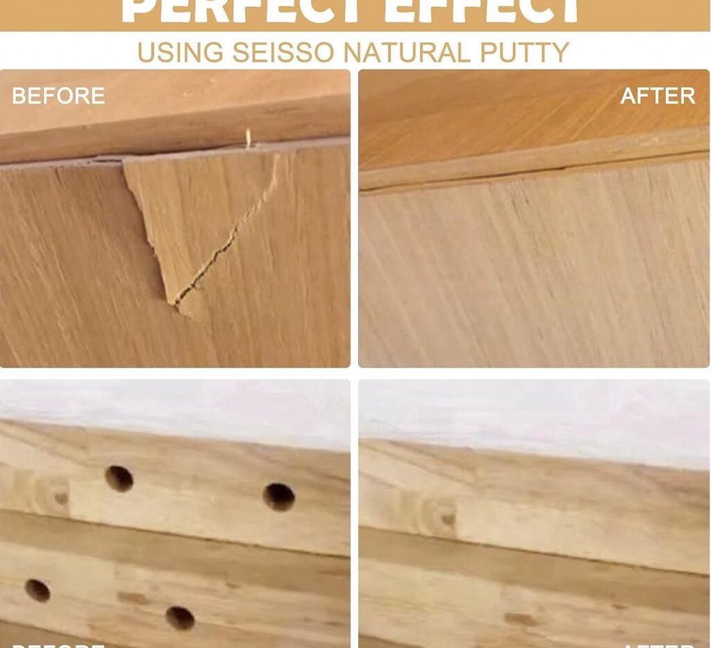 DEWEL Wood Filler for Furniture Repair, Paintable and Stainable Water-Based Putty for Cabinets and Floors (Natural, 8 oz) 4zn9i
