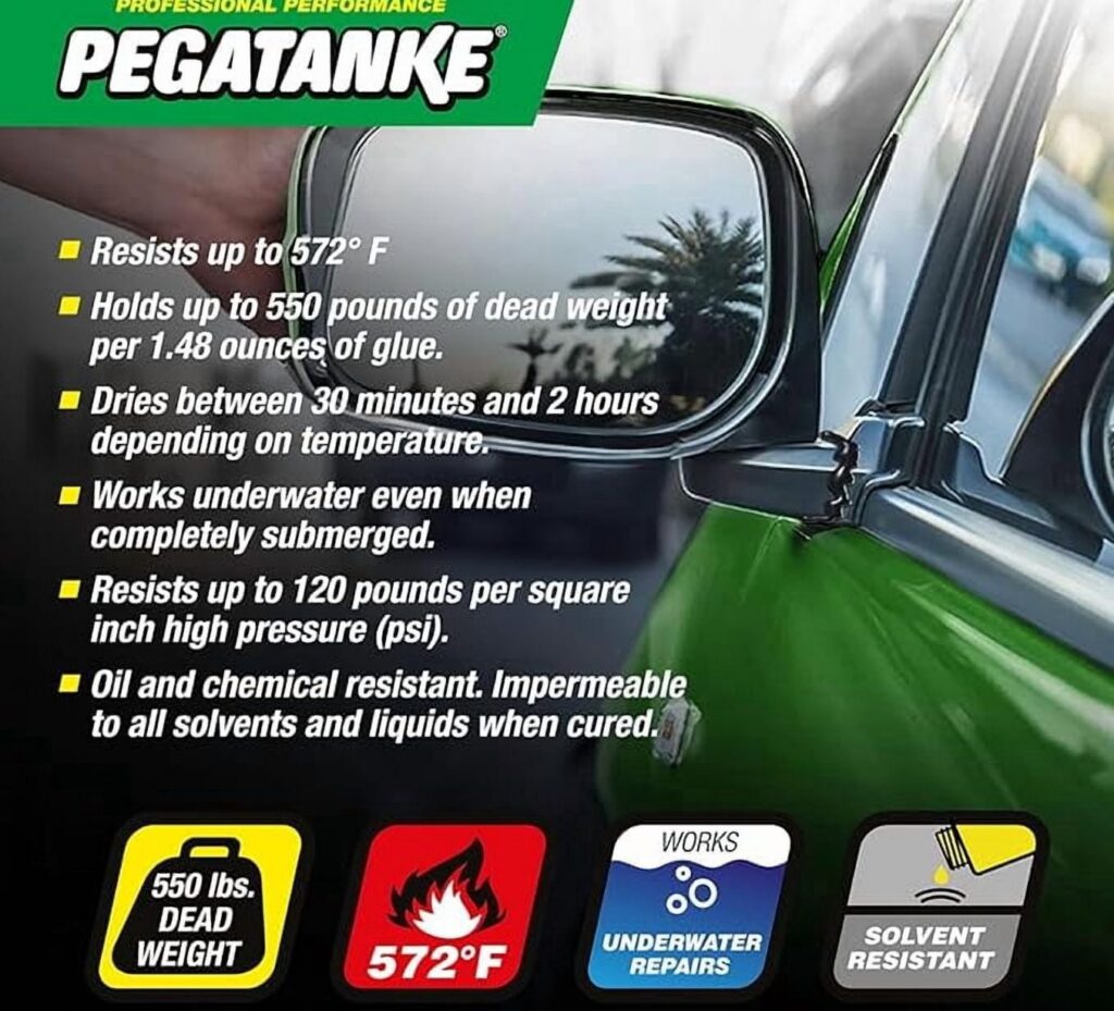 Pegatanke 2-Part Epoxy Resin and Cold Weld Adhesive, High-Strength Liquid Metal Repair for Fuel Tanks and Industrial Use (Black, 1.48 oz) derry