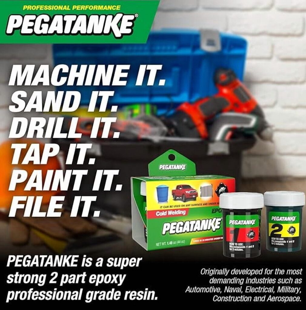 Pegatanke 2-Part Epoxy Resin and Cold Weld Adhesive, High-Strength Liquid Metal Repair for Fuel Tanks and Industrial Use (Black, 1.48 oz) derry