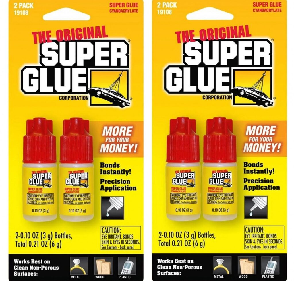 The Original Super Glue Instant Adhesive for Household Repairs (Yellow, 4 Pack, 0.10 oz) kpcq5