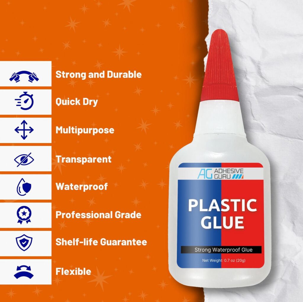 Adhesive Guru Plastic Glue, High-Strength Multi-Material Repair Adhesive (Clear, 0.7 oz) qpmfx