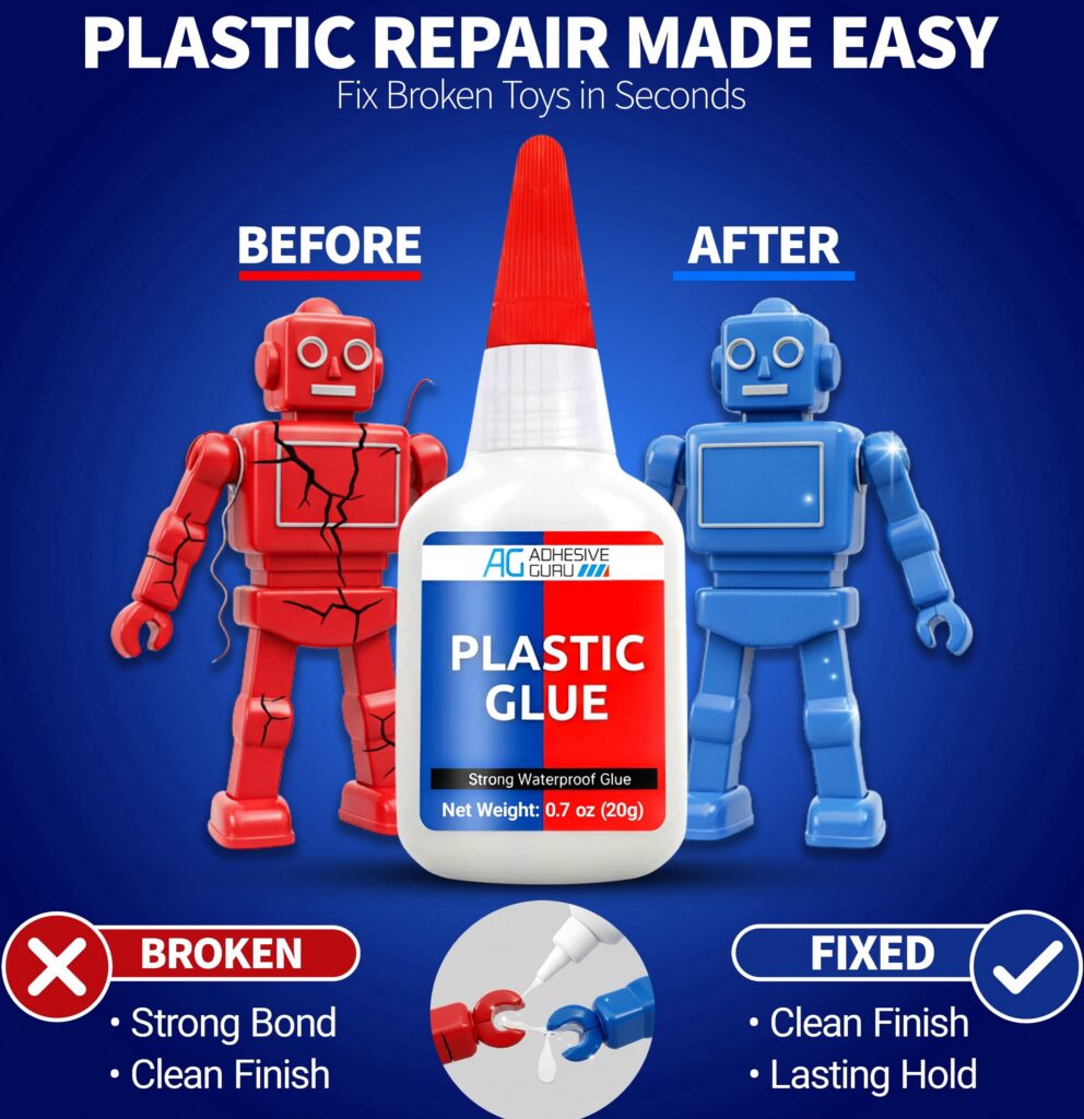Adhesive Guru Plastic Glue, High-Strength Multi-Material Repair Adhesive (Clear, 0.7 oz) qpmfx