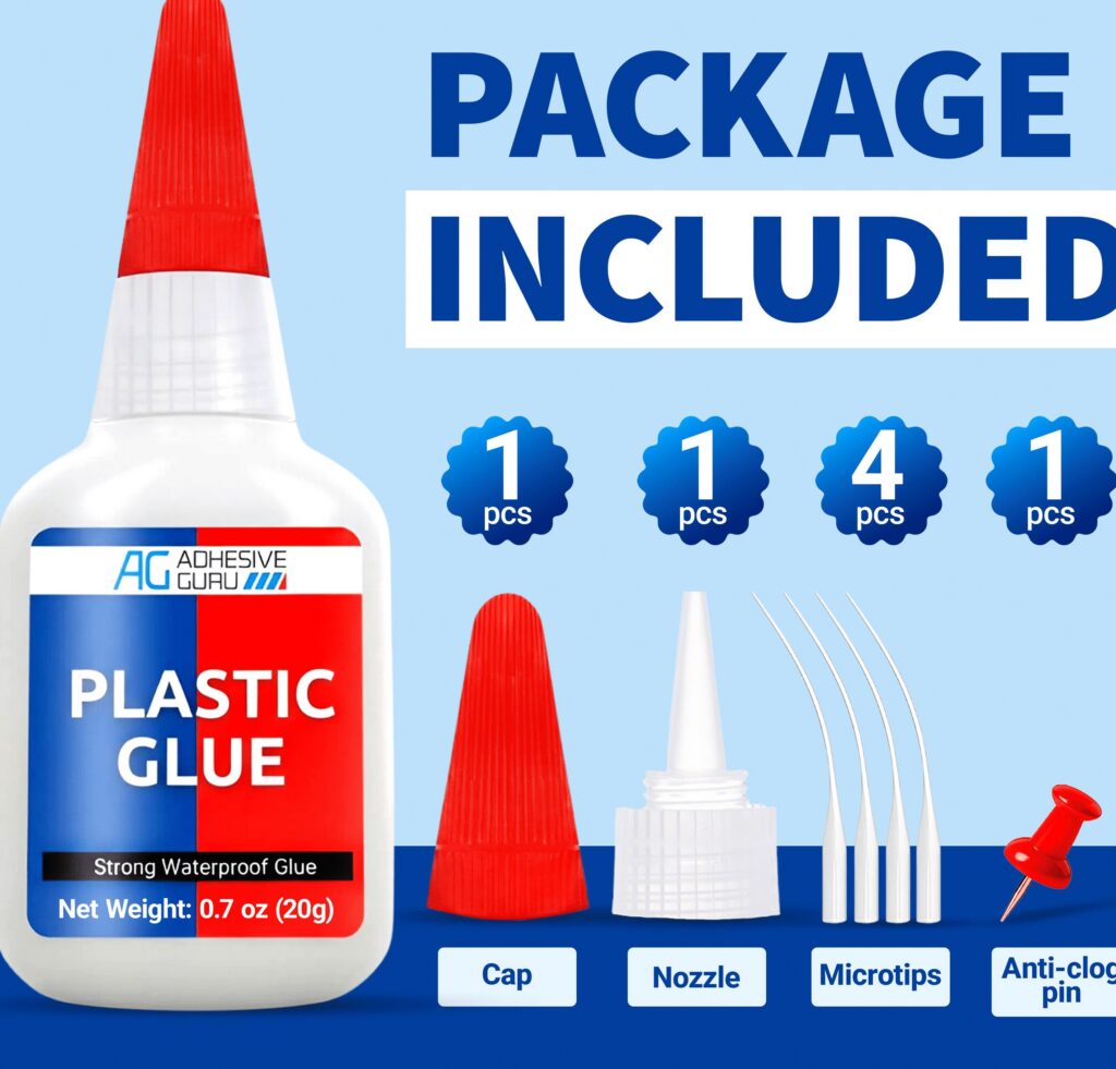 Adhesive Guru Plastic Glue, High-Strength Multi-Material Repair Adhesive (Clear, 0.7 oz) qpmfx