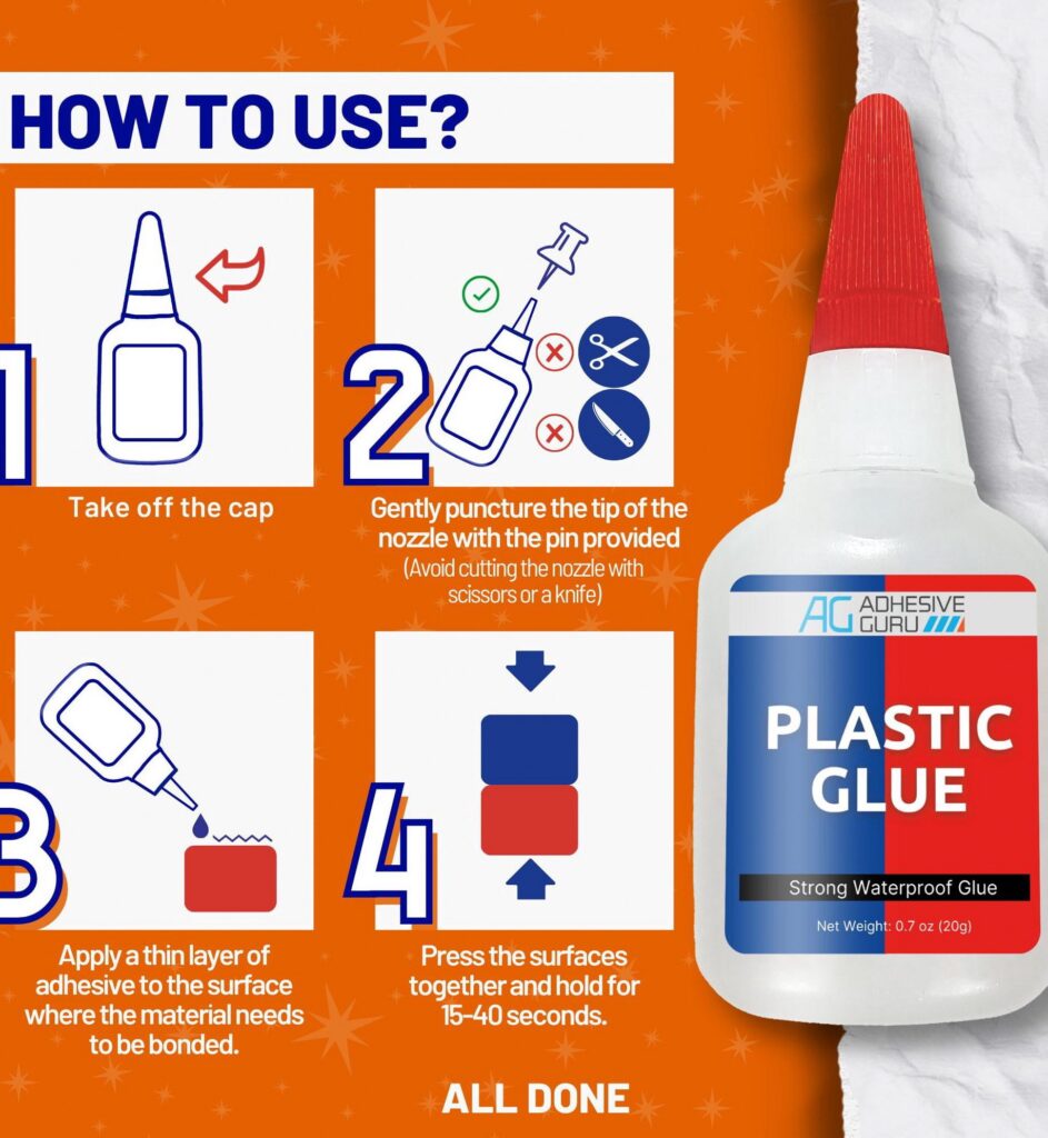 Adhesive Guru Plastic Glue, High-Strength Multi-Material Repair Adhesive (Clear, 0.7 oz) qpmfx