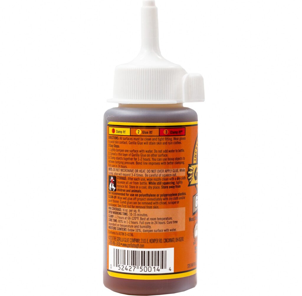 Gorilla Original Polyurethane Glue, Heavy-Duty Waterproof Adhesive for Wood, Metal, and Stone (Brown, 4 oz) dwanm