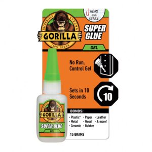 Gorilla Glue Super Glue Gel, High-Strength Multi-Surface Adhesive, Quick-Dry Formula (Clear, 0.5 oz) j8zdn