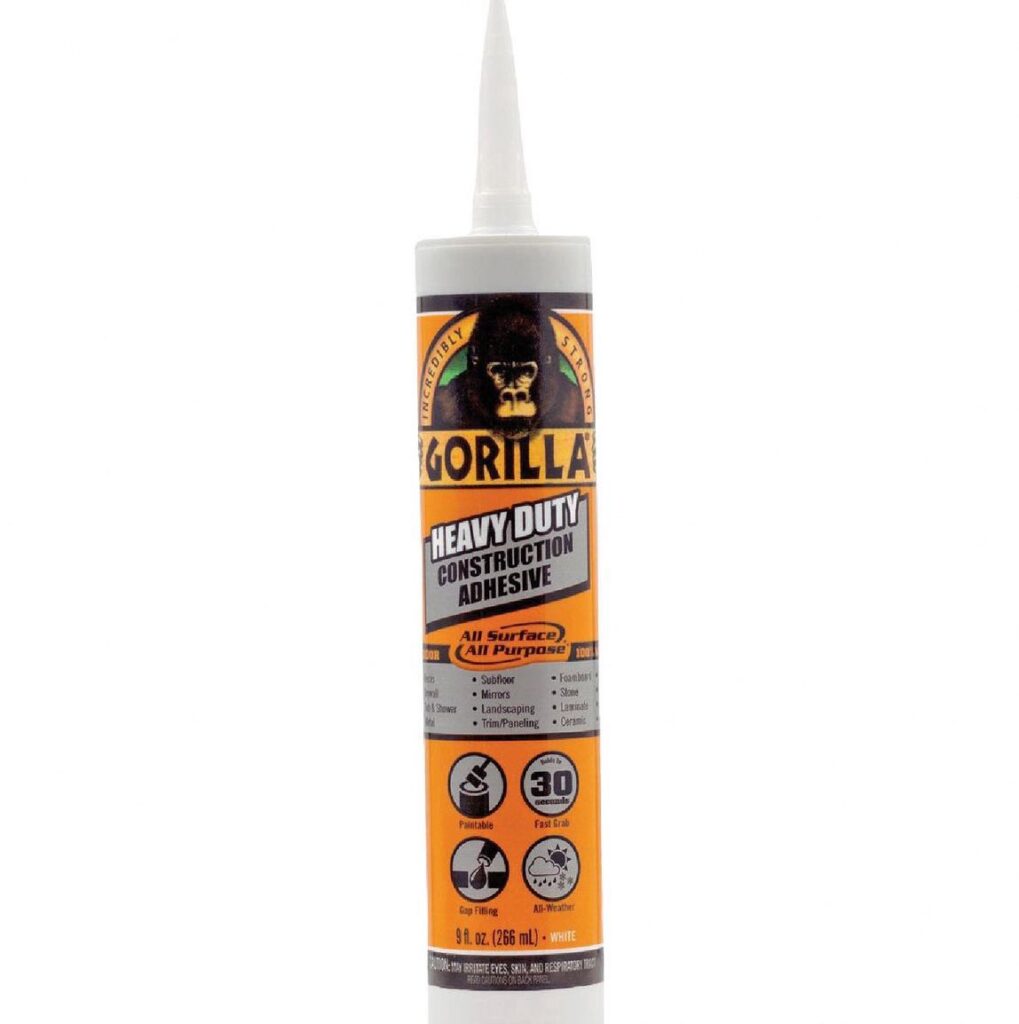 Gorilla Heavy Duty Construction Adhesive, High Temperature-Resistant, White (4 Pack, 9 oz) penpy