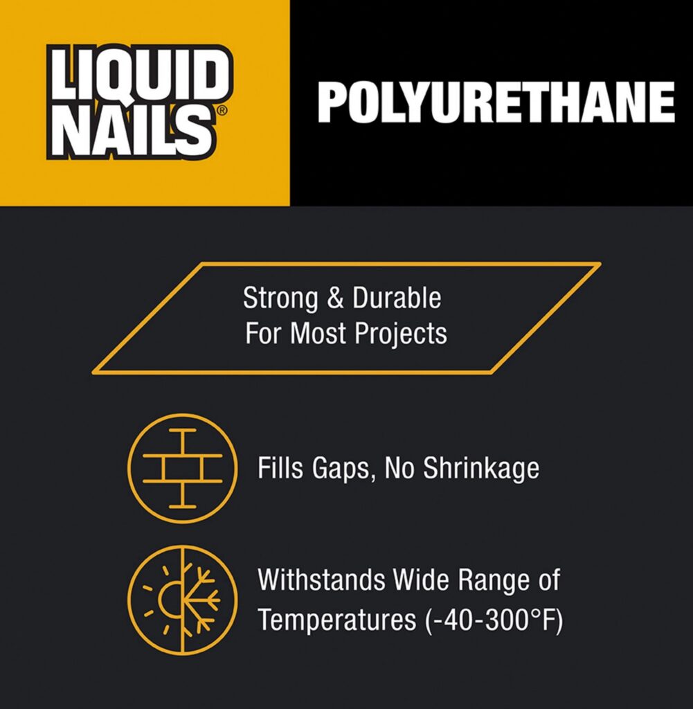Liquid Nails Polyurethane Construction Adhesive Heavy-Duty Interior and Exterior Bonding (Beige, 10 oz) v9jcw