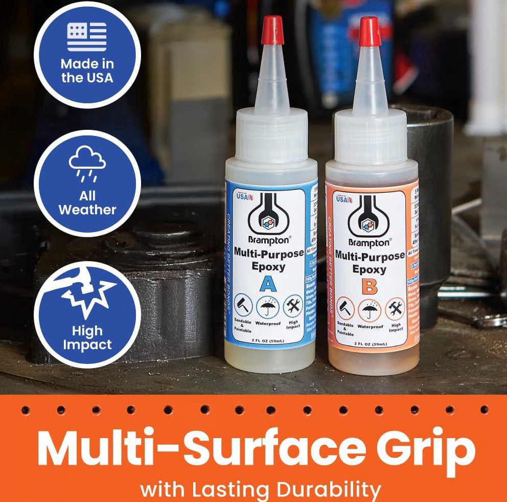 Brampton Multi-Purpose Epoxy Adhesive, Waterproof 2-Part Resin for Metal, Wood, and Ceramic (Clear, 4 oz) hrwhr