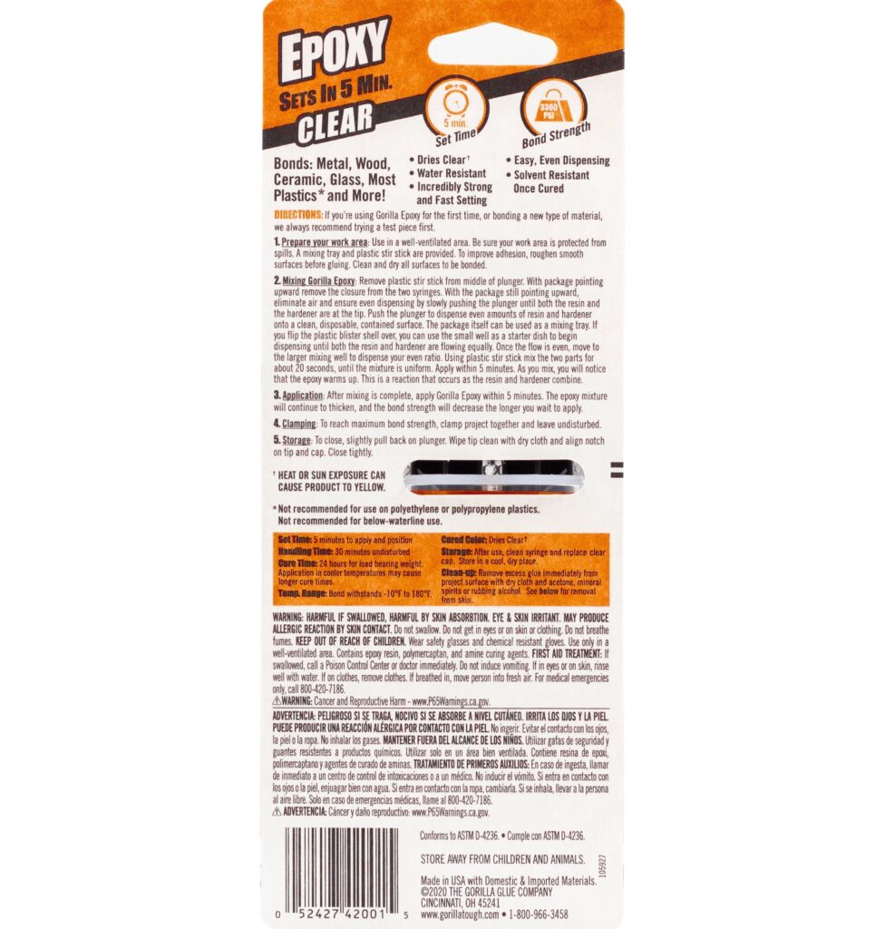 Gorilla Glue Clear Epoxy Adhesive, Gap-Filling and Water Resistant (Clear, 0.85 fl oz) rzg8m