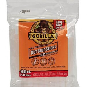 Gorilla Glue Full Size Hot Glue Sticks (Clear, 4 in, 30 Pack) 5wtgx