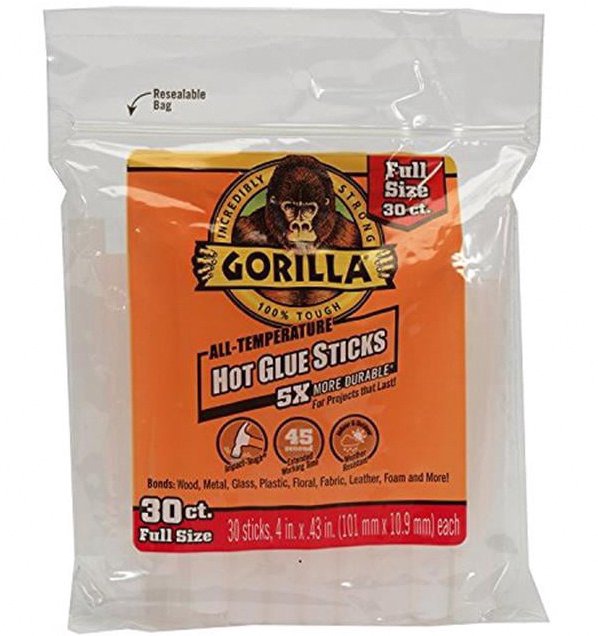 Gorilla Glue Full Size Hot Glue Sticks (Clear, 4 in, 30 Pack) 5wtgx