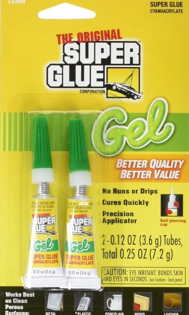 The Original Super Glue Cyanoacrylate Gel Adhesive (Clear, 0.24 oz, 2 Pack) yw3ar
