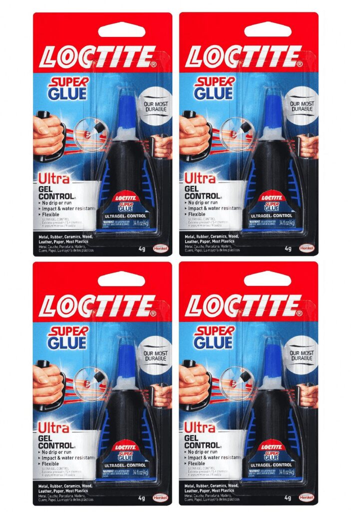 Loctite Ultra Gel Control Super Glue, Rubberized Adhesive for Household Repairs (Clear, 0.1 oz, 4 Pack) gpgdb