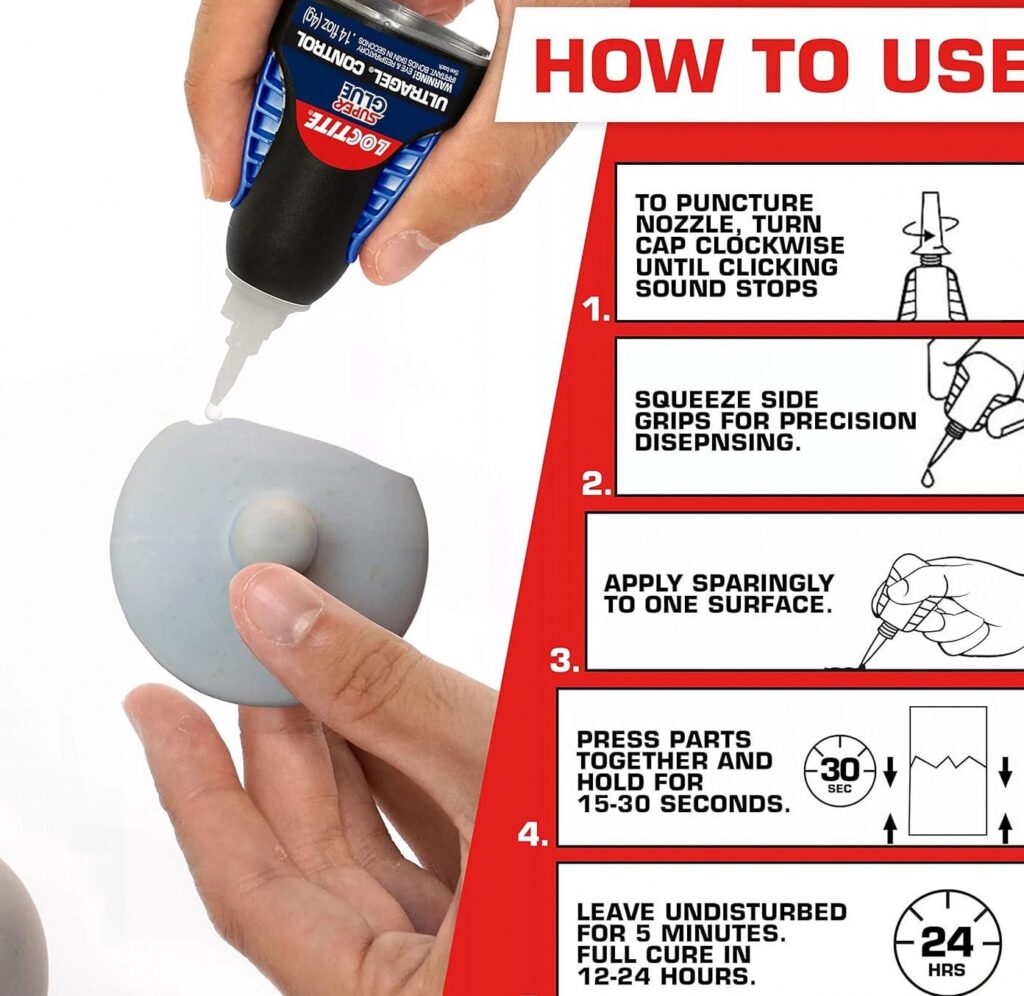 Loctite Ultra Gel Control Super Glue, Rubberized Adhesive for Household Repairs (Clear, 0.1 oz, 4 Pack) gpgdb
