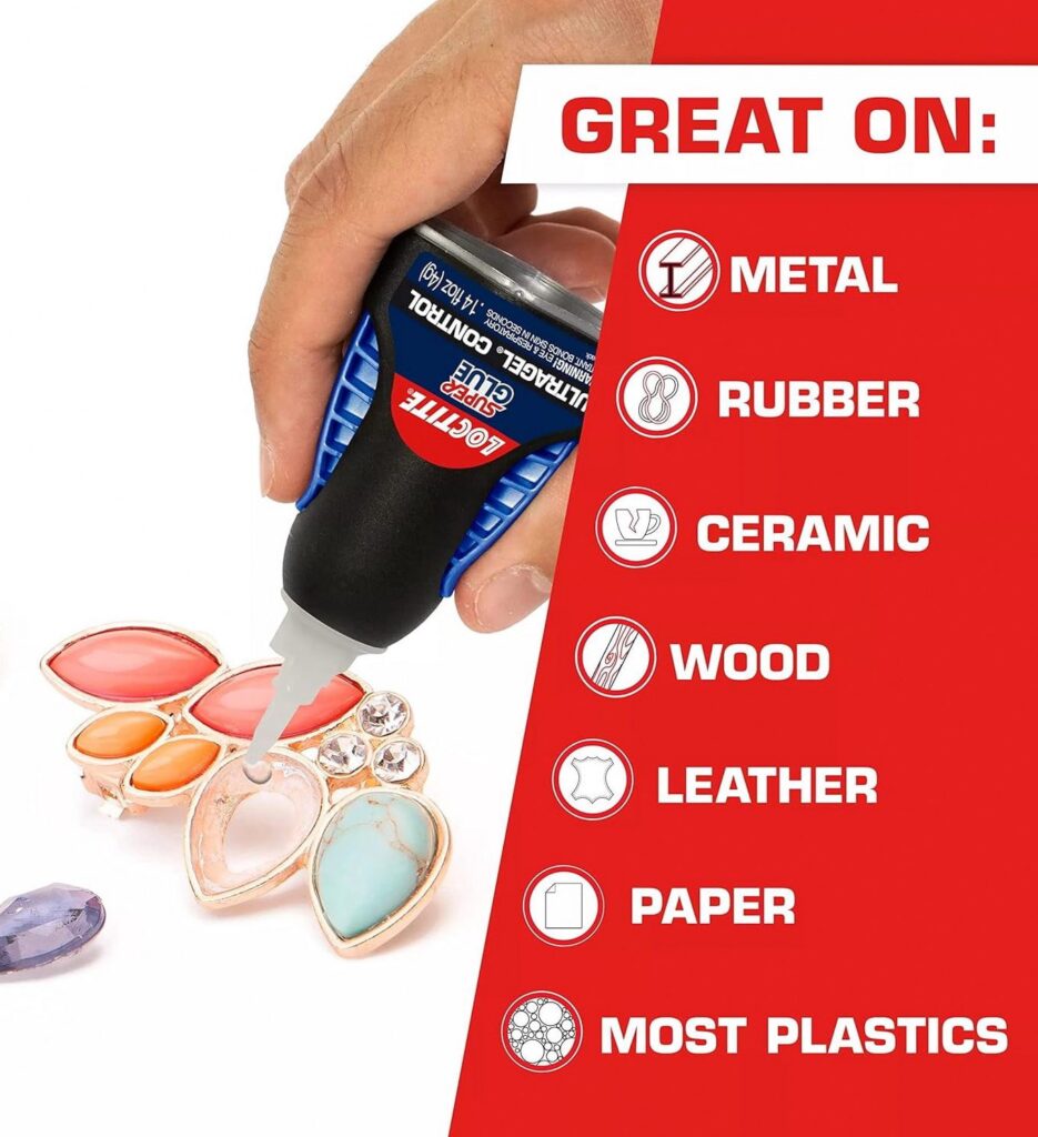 Loctite Ultra Gel Control Super Glue, Rubberized Adhesive for Household Repairs (Clear, 0.1 oz, 4 Pack) gpgdb