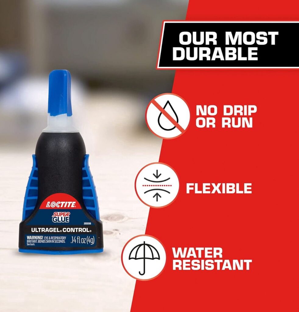 Loctite Ultra Gel Control Super Glue, Rubberized Adhesive for Household Repairs (Clear, 0.1 oz, 4 Pack) gpgdb