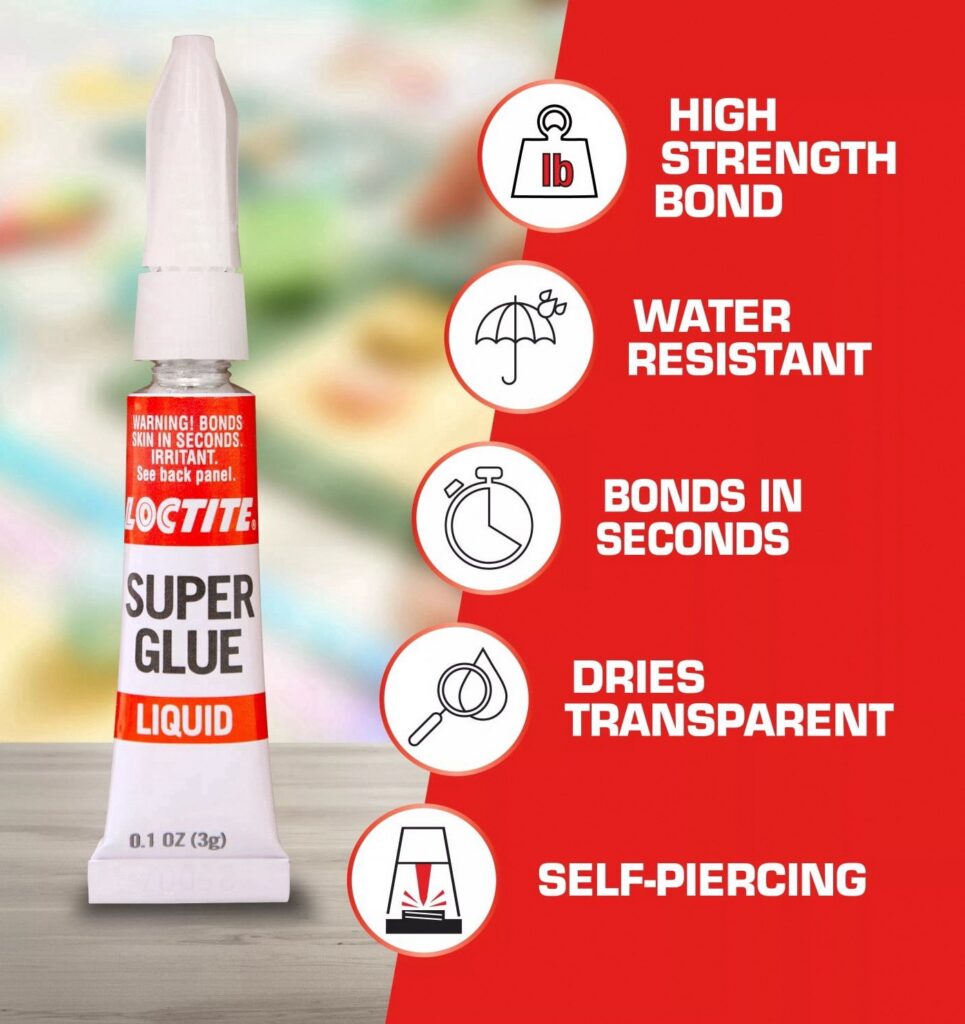 Loctite Essentials Super Glue Liquid Adhesive, Instant Bonding for Repairs (Clear, 0.44 oz Total) 54eg6