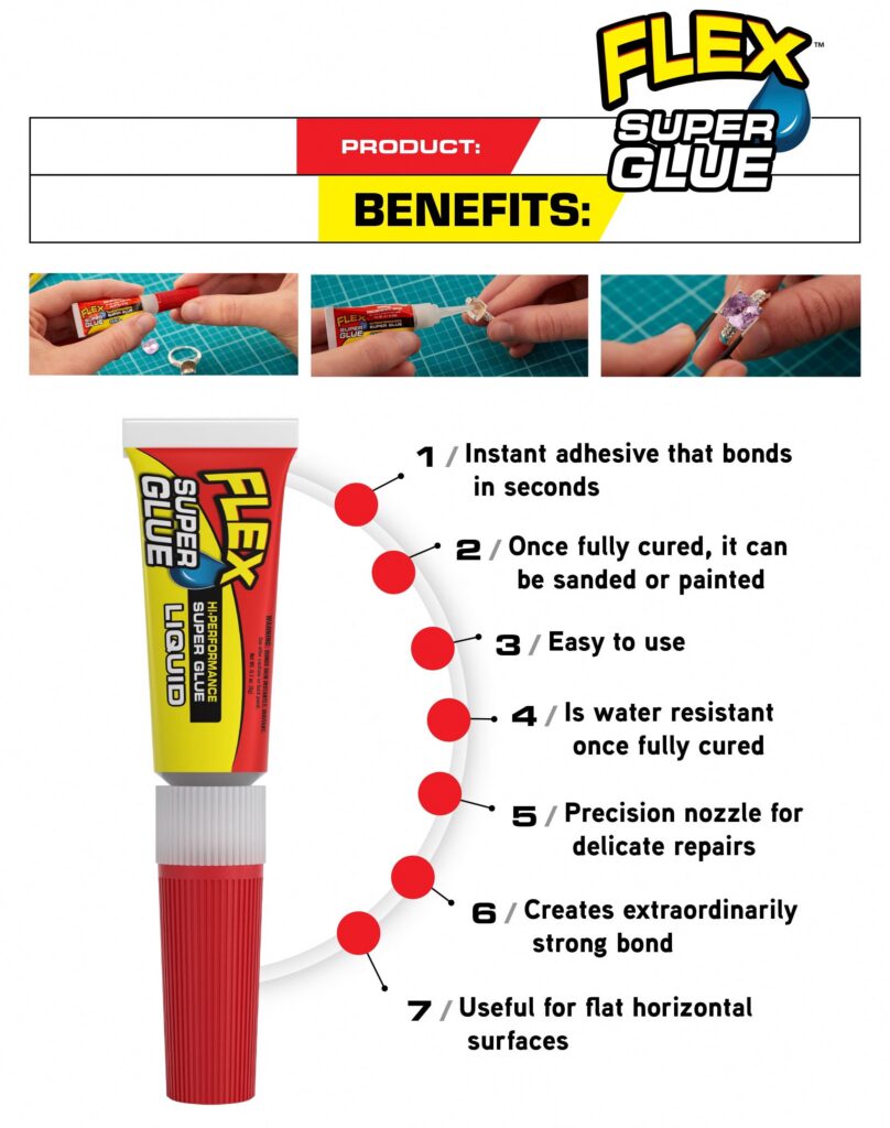 Flex Seal Super Glue Adhesive High-Strength Instant Bond (Clear, 0.2 oz) ejbc8